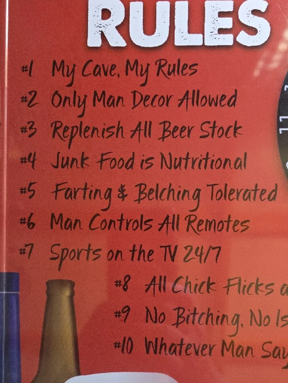 Man Cave Rules Metal Sign - Red